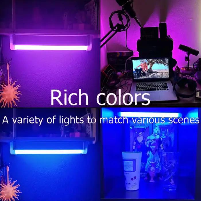 Lampe tube RVB colorée 17cm/32cm, bâton lumineux USB violet bleu, lumière d'appoint portable et suspendue pour la décoration de chambre et la photographie