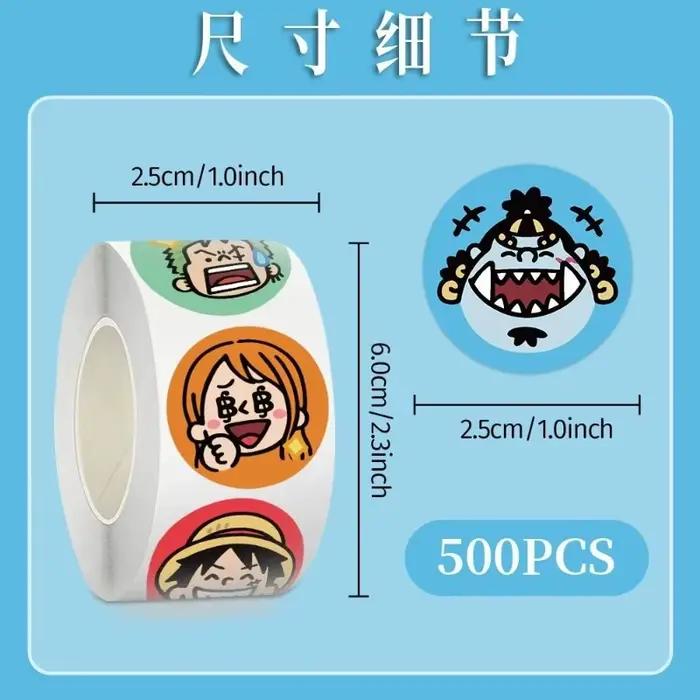 Nouvel autocollant One Piece Luffy grande tête, dessin animé, haute valeur esthétique, pour bricolage anime, étiquette de scellage ronde pour carnet, autocollant auto-adhésif