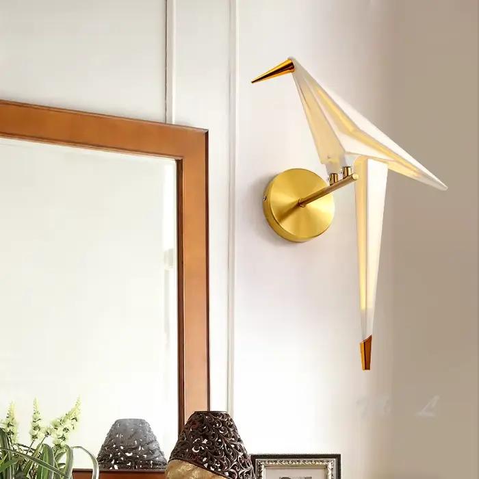 Nordique allée oiseau lampe à côté de la applique Led maison déco mur + lampes papier grue