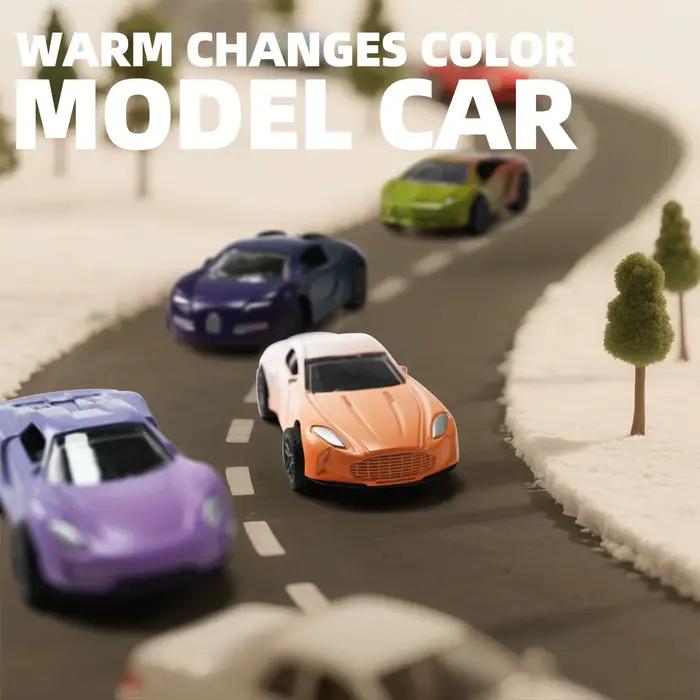 Mini Voiture Magique en Alliage 1:60 à Changement de Couleur (Eau & Température), Modèle de Course à Tirer en Arrière avec Glissière Anti-Choc Durable, Cadeau pour Garçons et Enfants