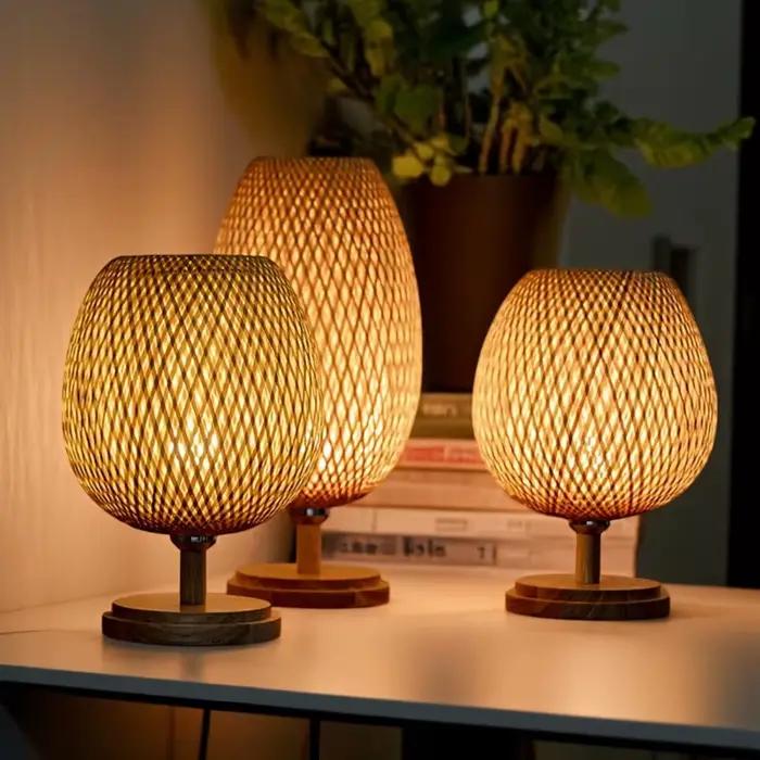 Lampe de sol en bambou tricotée à la main JOYINLED