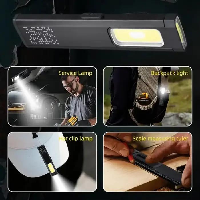 Mini lampe torche LED rechargeable portable, lampe de poche de travail extérieure étanche avec poignée magnétique, lampe de poche LED compacte