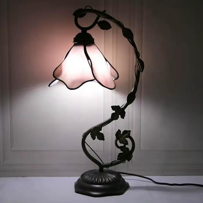 LongHuiJing Tiffany lampe vitrail Table veilleuse Style glycine W8H20.3 pouces bureau chevet Antique artisanat lampes cadeau