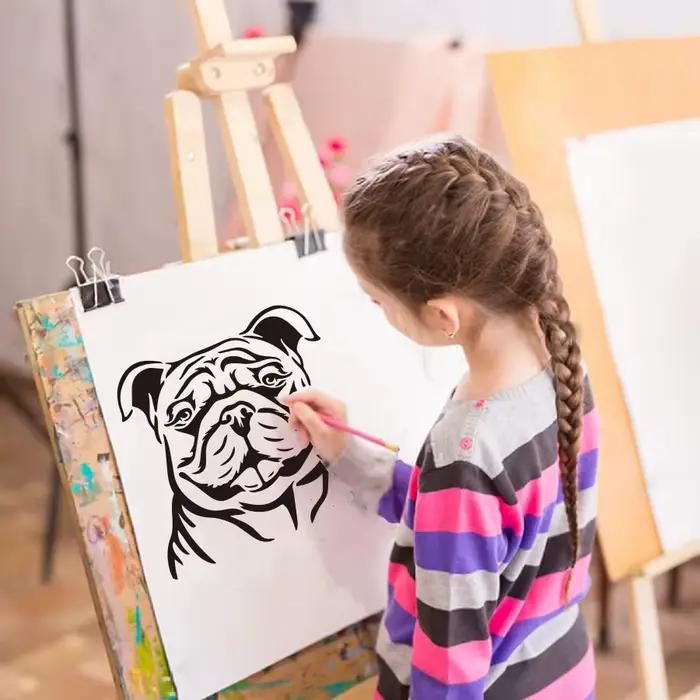 9 pochoirs de dessin de têtes de chien pour peinture, modèles pour croquis DIY, pochoirs en plastique pour artistes, artisanat et décoration