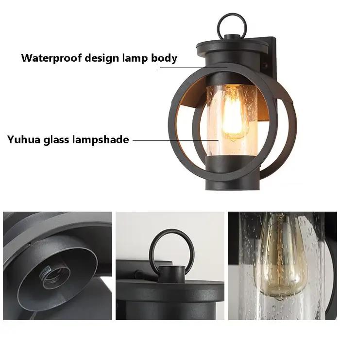 Lampe murale extérieure antique en fer forgé américain, lampe de cour étanche pour hôtel, lampe murale de balcon, lampe de portail extérieur