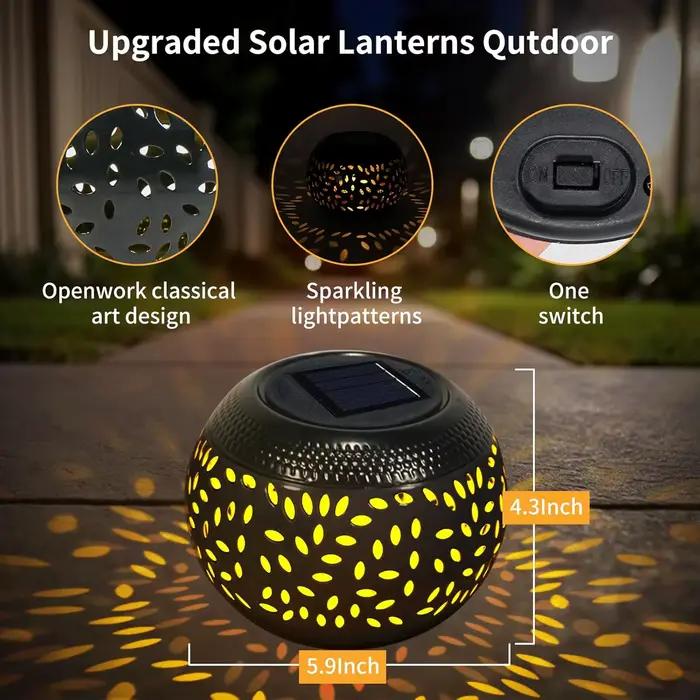 Lampes solaires de table en métal pour décoration extérieure modernes avec projection d'ombres bleues ou roses pour patio, pelouse et allée