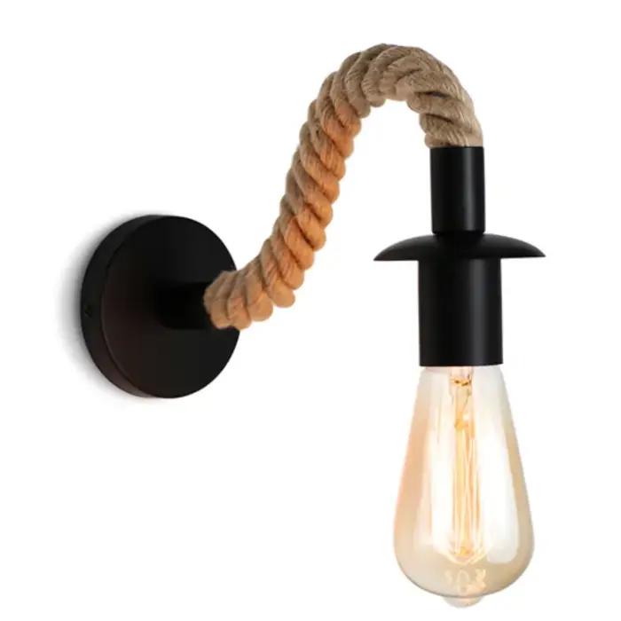 Rétro corde de chanvre conception E27 Edison ampoule fer applique intérieure maison Loft couloir mur LED lampe