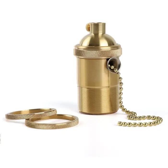 Support de lampe en laiton Antique Vintage avec interrupteur à chaîne de traction