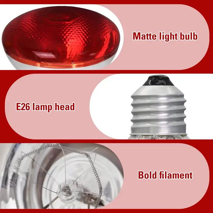 Lampe chauffante infrarouge jour et nuit, 100W/150W/200W/250W/275W, ampoule rouge pour couveuse, poulailler, serpent, amphibien, Animal de compagnie, Reptile