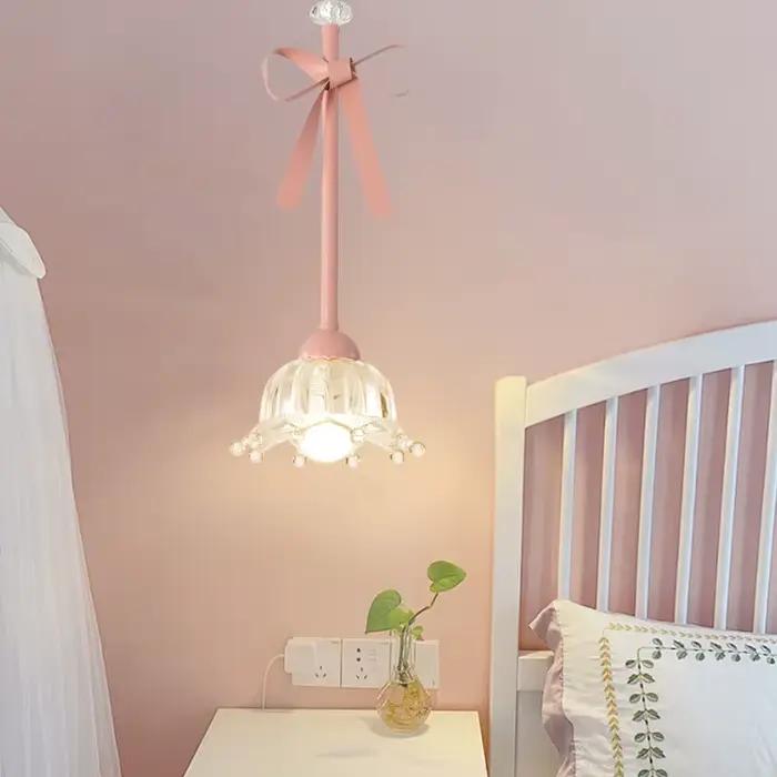 Lampe LED Suspendue en Céramique Rose avec Nministériels d Papillon