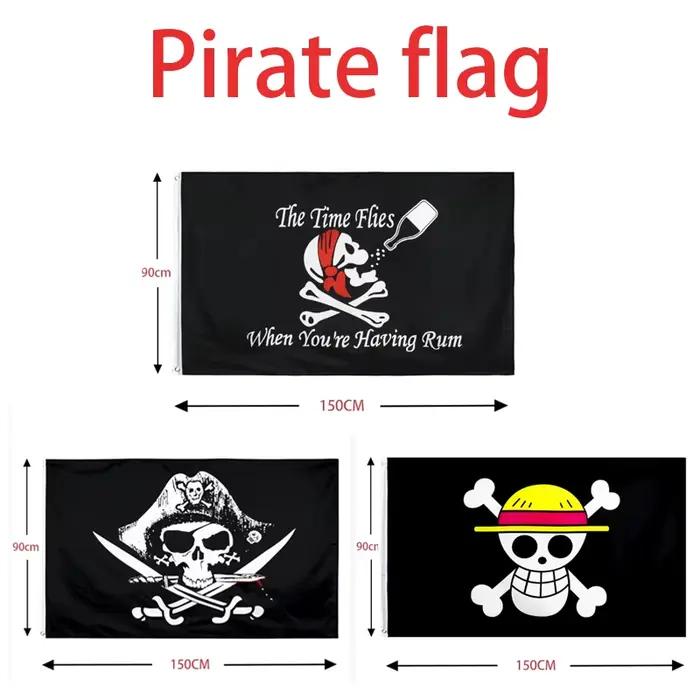 Nouveau une pièce 90*150CM Polyester Pirate singe D. Luffy crâne drapeau une pièce chapeau de paille pirates trompette bannière drapeau