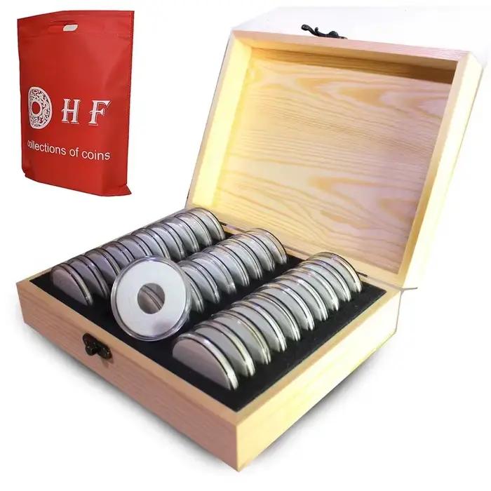 Boîte de rangement pour pièces commémoratives avec coussin de réglage, étui de collection réglable, 20mm, 25mm, 30mm, 35mm, 40mm