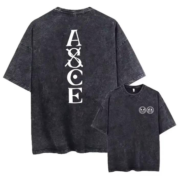 T-shirt imprimé One Piece Anime délavé pour homme, streetwear hip-hop, tee-shirt graphique oversize à manches courtes pour femme, haut décontracté Harajuku d'été