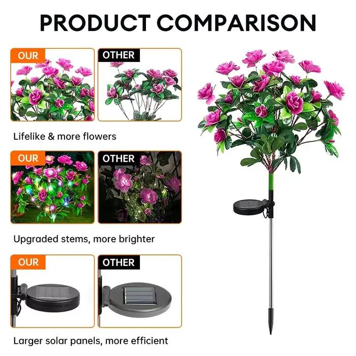Lampe Solaire à LED avec Fleurs d'Azalées