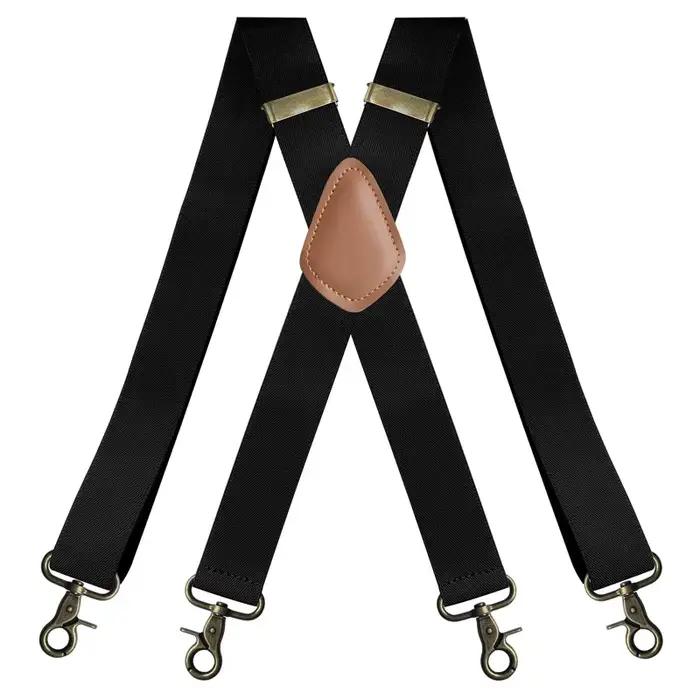 Bretelles Vintage pour hommes, travail robuste, grand, haut, 3.5cm de large, en forme de X, 4 mousquetons en Bronze, bretelles élastiques réglables pour pantalons