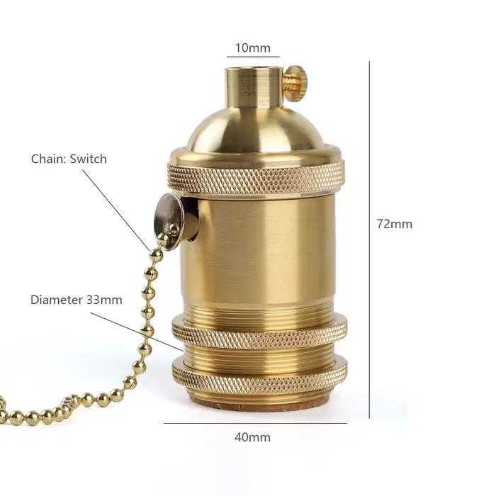 Support de lampe en laiton Antique Vintage avec interrupteur à chaîne de traction