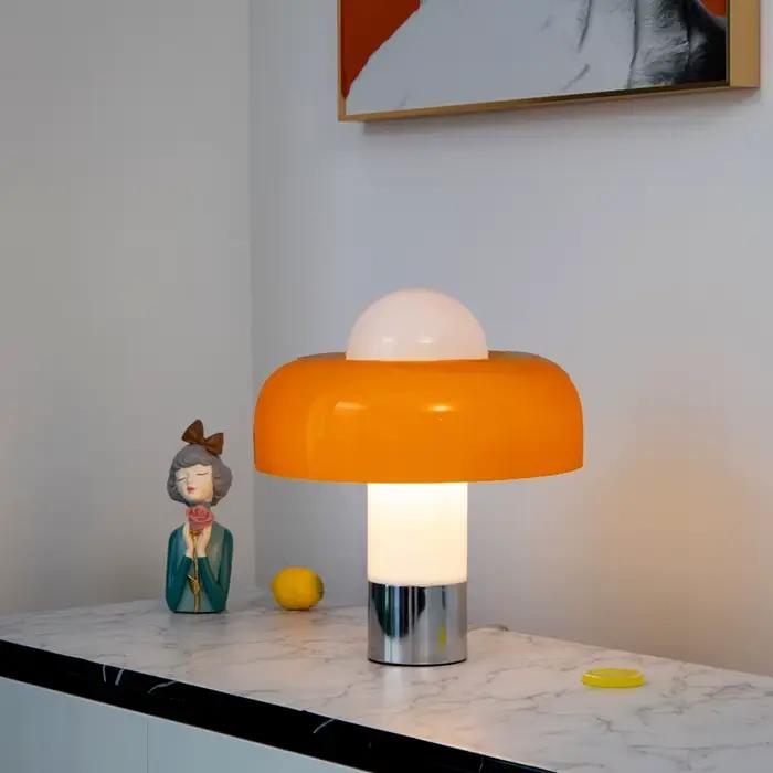 Lampe de Table moderne et Simple en forme de champignon en verre Orange italien