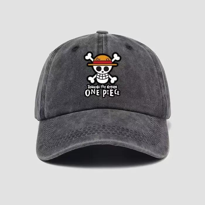 Casquette de baseball en coton doux imprimée One Piece, casquette à visière unisexe, motif dessin animé, protection solaire, chapeau décontracté pour l'extérieur, cadeau