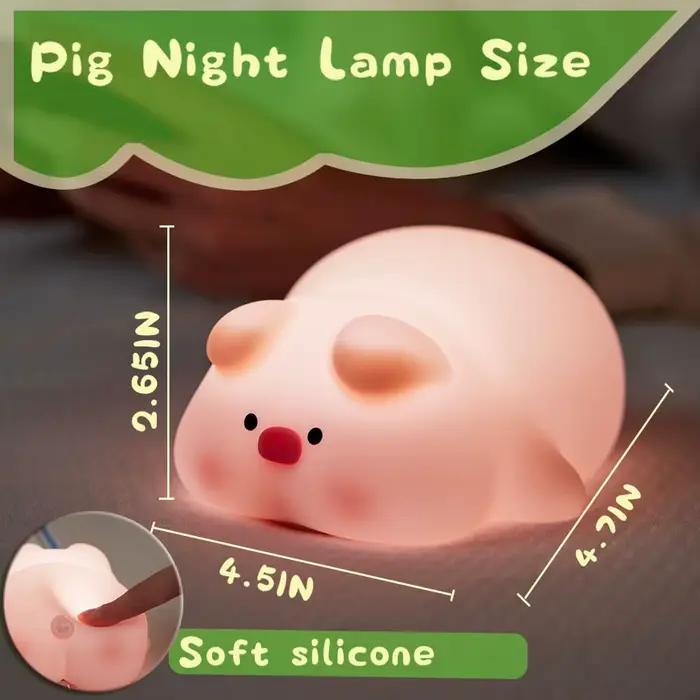 Mignon cochon veilleuse 3 niveaux Dimmable Silicone capteur tactile
