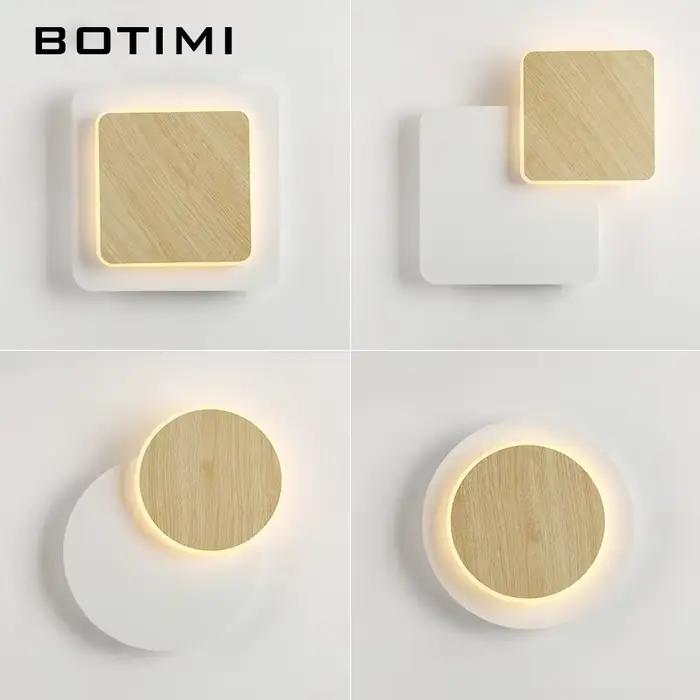 BOTIMI Designer mur LED lampe pour salon décoration en bois applique murale