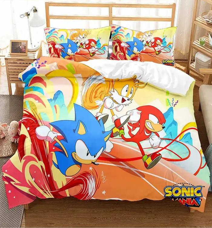 Ensemble de literie 2/3 pièces, Anime pour S-Sonic, décoration de chambre à coucher pour enfants, garçons et filles, taille simple/double/grande taille, cadeau