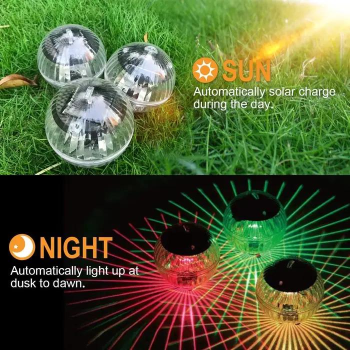 Lumières flottantes solaires piscine LED étanche énergie solaire multicolore/changement chaud lampe à dérive d'eau pour étang de réservoir de poissons