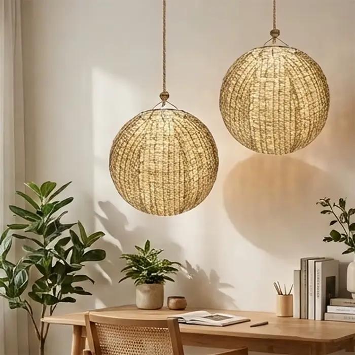 Lot de 2 abat-jour ronds en tissu imitation papier