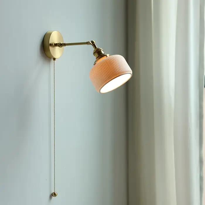 IWHD céramique nordique moderne applique à côté tirer chine interrupteur salle de bain miroir escalier lumière cuivre