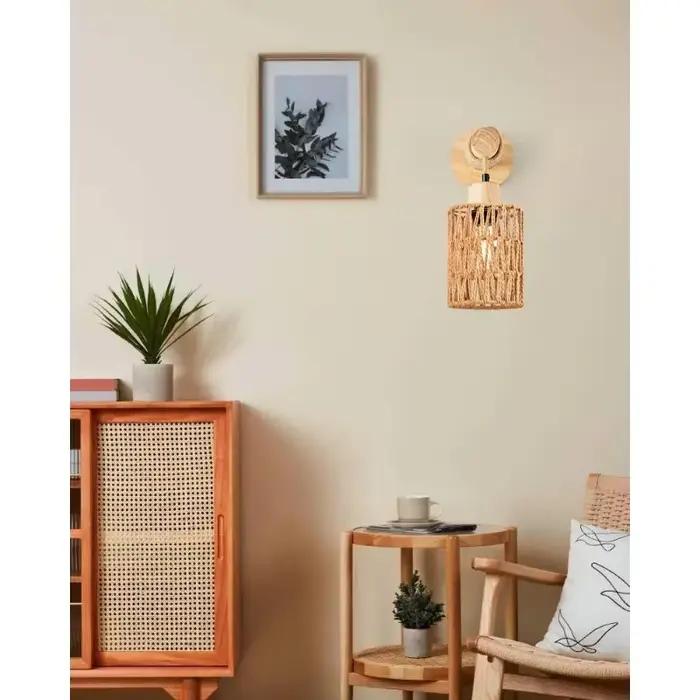 Lampe murale de tête de lit en corde de chanvre