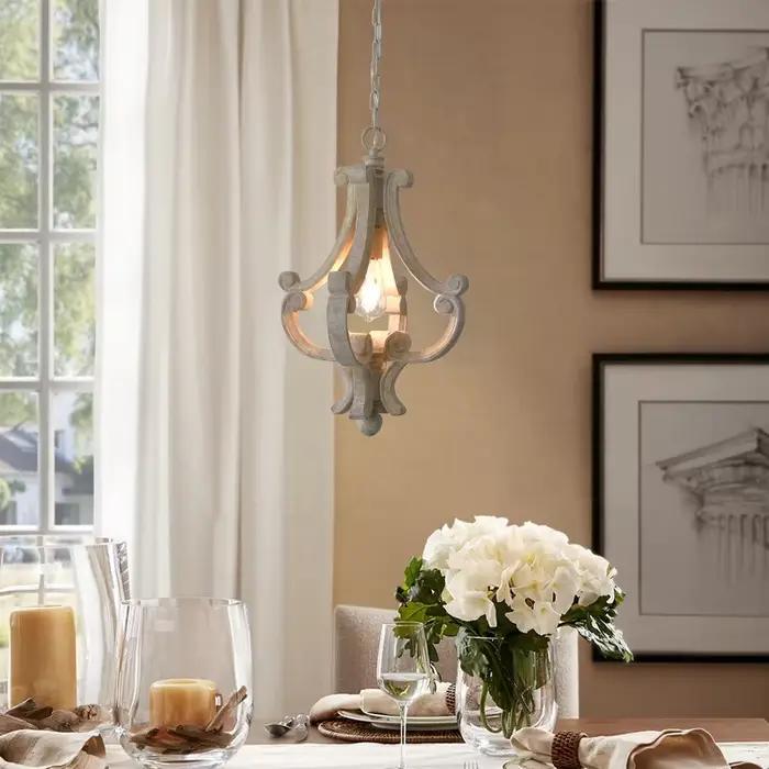 Lustre suspendu en bois style loft