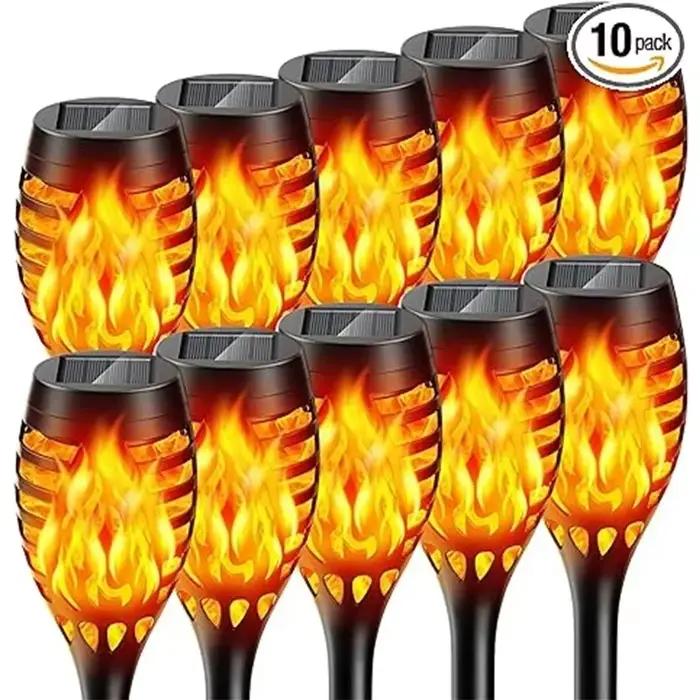 1/2/4/6/8/10 pièces torche à flamme solaire lumières lumière scintillante étanche décoration de jardin extérieur pelouse chemin cour Patio lampadaires