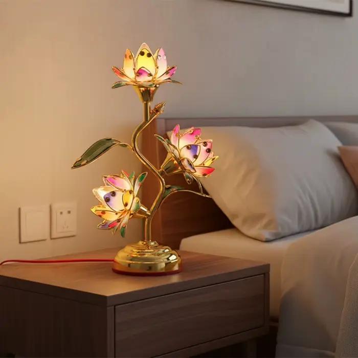 Lotus-Lamp Plug In Électrique Lotus-Lanterne LED longue durée : Lampe décorative de table économe en énergie Vibrant Multi-Color-Lotus