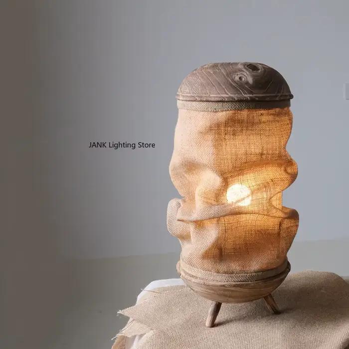 Lampe en lin faite à la main pour chambre à coucher style pastoral contemporain avec abat-jour tissu et base E27d LED écologique à offrir pour occations spéciales