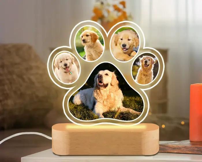 Lampe de chevet personnalisée avec portrait d'animal de compagnie, lampe photo personnalisée pour animal de compagnie, lumière LED chaude, cadeau commémoratif pour maman de chien ou amoureuse de chat
