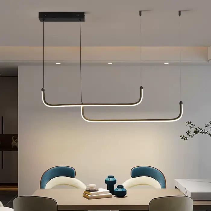 Luminaire suspendu LED doré moderne pour salle à manger Design élégant avec hauteur réglable Solution d'éclairage économe en énergie