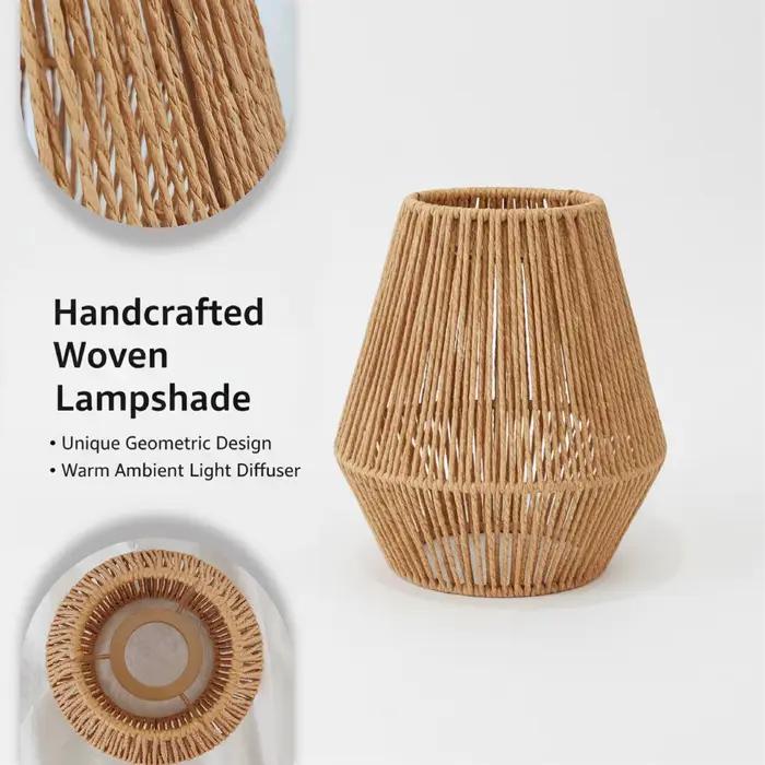 Abat-jour suspendu en rotin tressé bohème hôte de lampe en macramé artisanale pour salon douillet style farmhouse décoration Airbnb occassions spéciales