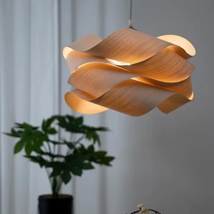 Designer Wraps Lampe suspendue en bois Woodskin Design créatif Éclairage pour chambre étude Salon