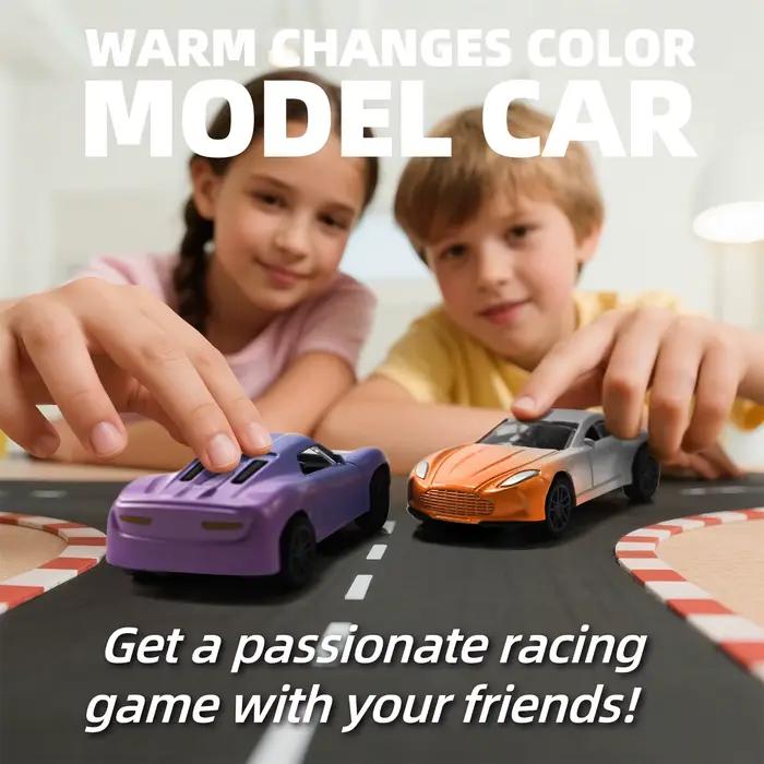 Mini Voiture Magique en Alliage 1:60 à Changement de Couleur (Eau & Température), Modèle de Course à Tirer en Arrière avec Glissière Anti-Choc Durable, Cadeau pour Garçons et Enfants