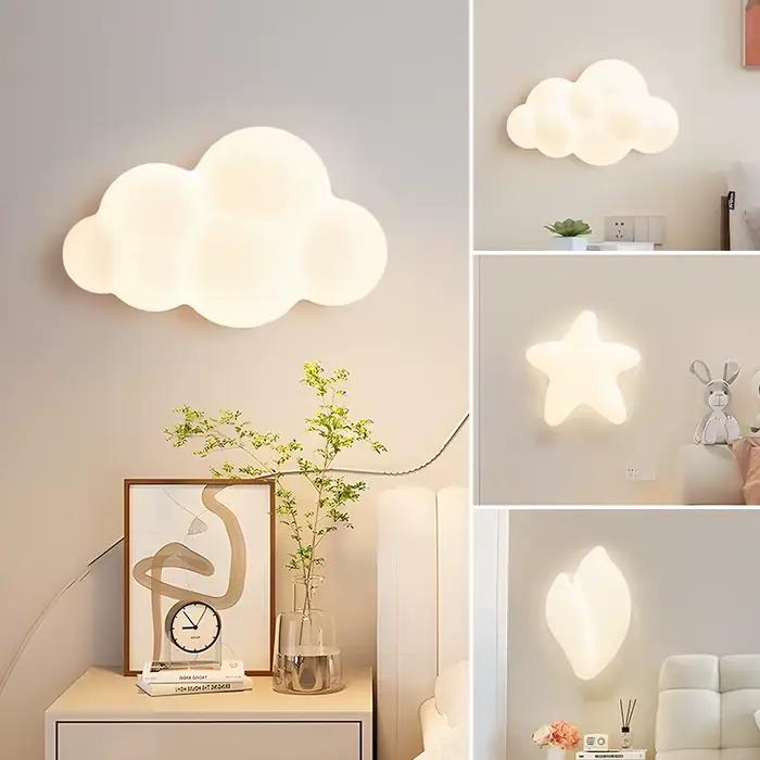Lampe murale nuage pour chambre d'enfant, lumière LED nuage flottant mignonne, lumière douce et chaude pour chambre à coucher, chambre d'enfant, lecture, lumière tricolore
