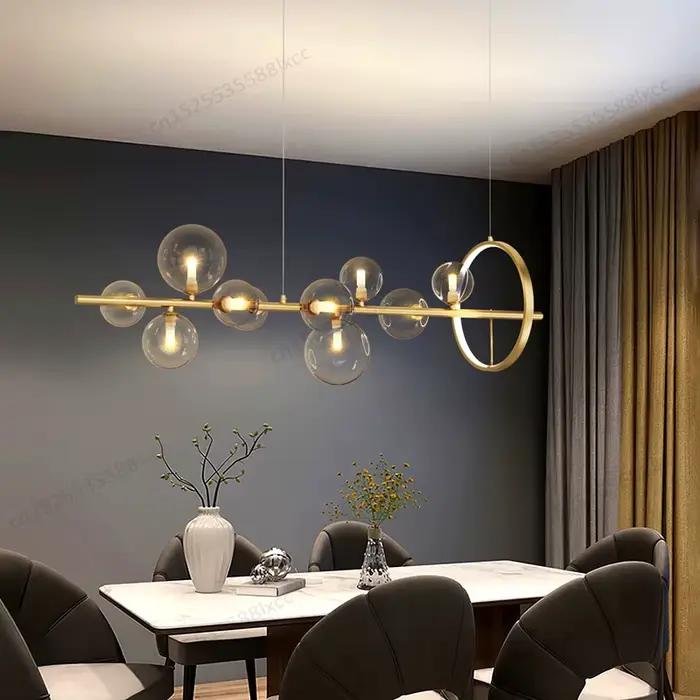 Plafonnier LED suspendu en forme de boule de verre