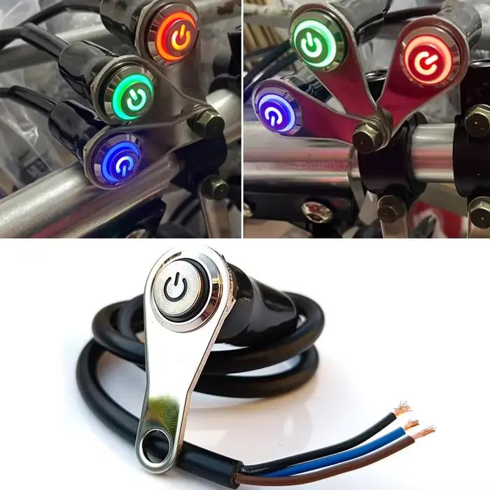 Joli LED étanche pour guidon de moto, marche et arrêt, support en alliage d'aluminium, phares antibrouillard, klaxon de vélo de route, interrupteur à bouton-poussoir, 12V