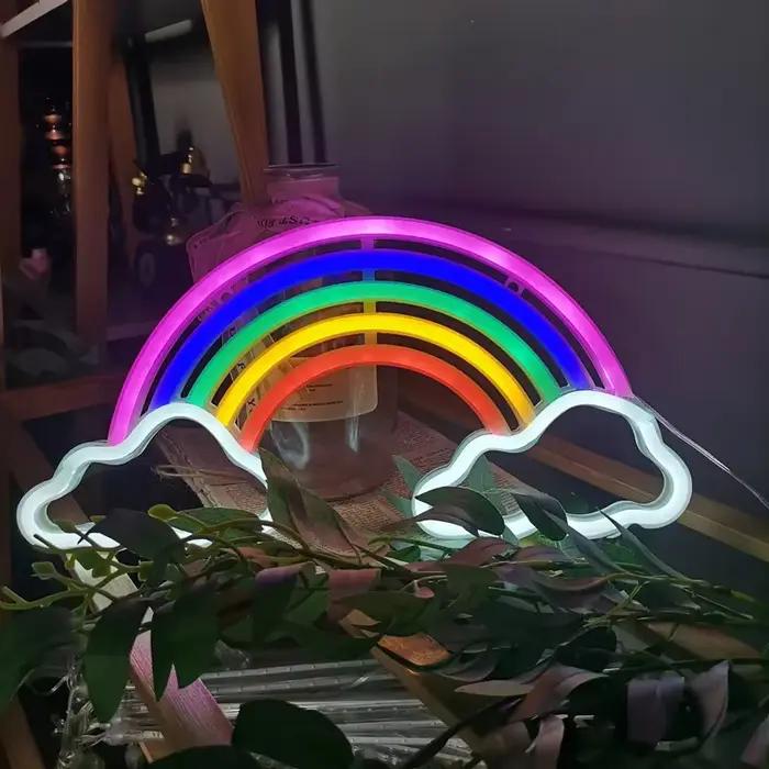 Nuage néon signe lumière LED pour chambre à coucher tenture murale fête décoration de noël arc-en-ciel coloré veilleuse néon ampoule USB puissance