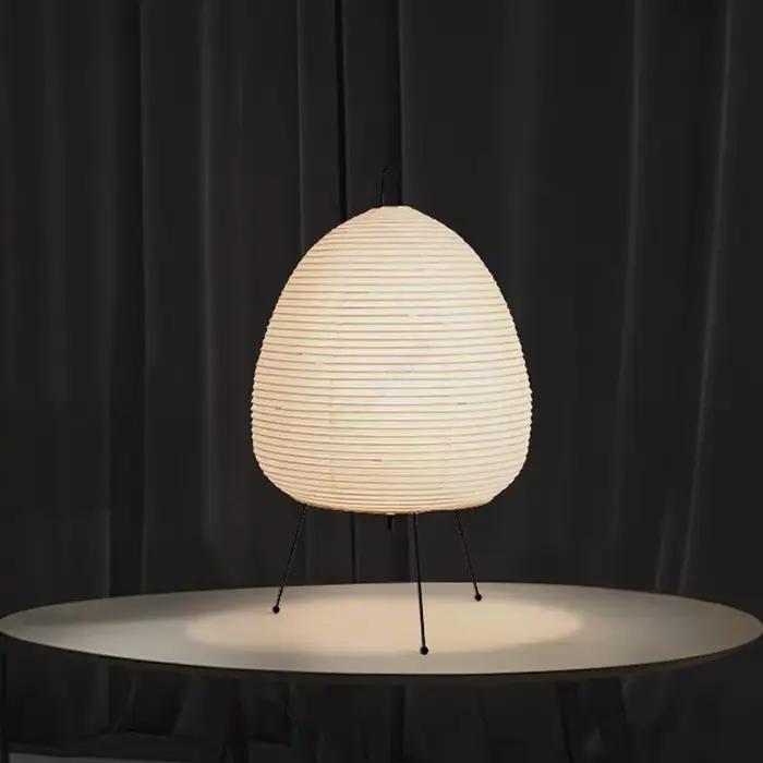 Lampe de table LED Akari Noguchi Yong lampe de chambre à coucher design japonais traditionnel papier de riz fer Blanc Bleu Noir Beige