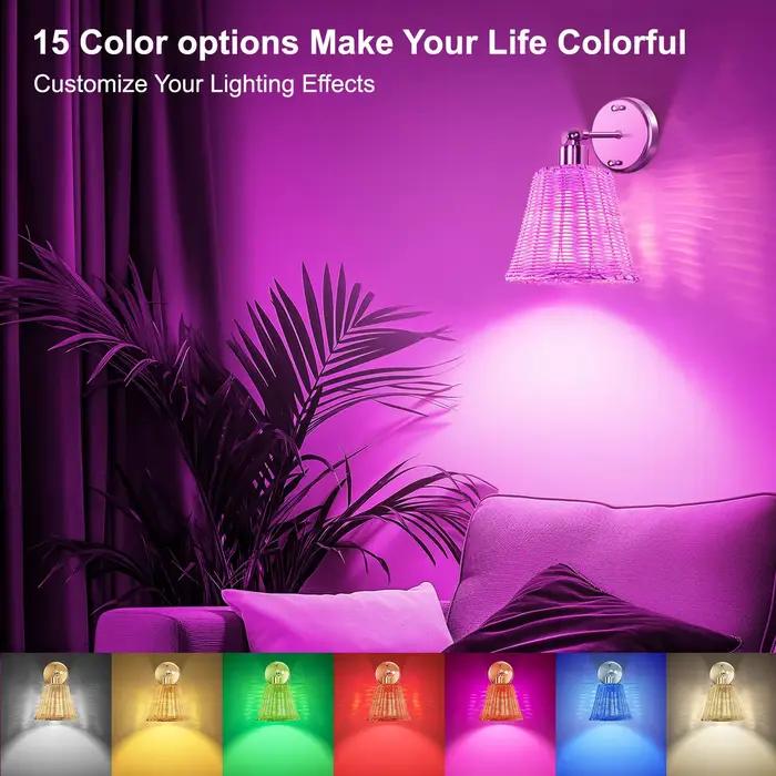 Lampe Murale Moderne en Osier Tressé Rechargeable Applique Murale Décorative Style Américain Pour Chambre Salon Couloir Café Éclairage Intérieur