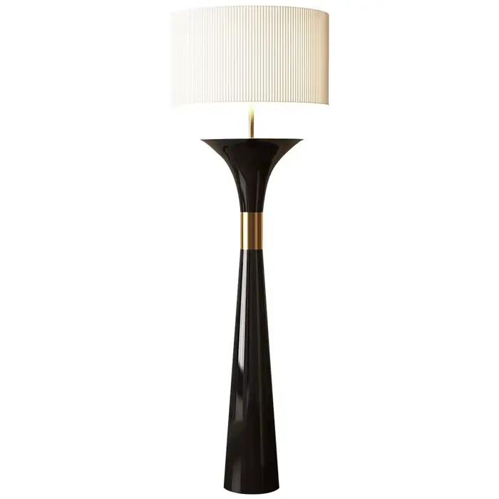 Lampadaire LED en tissu médiéval français en noyer