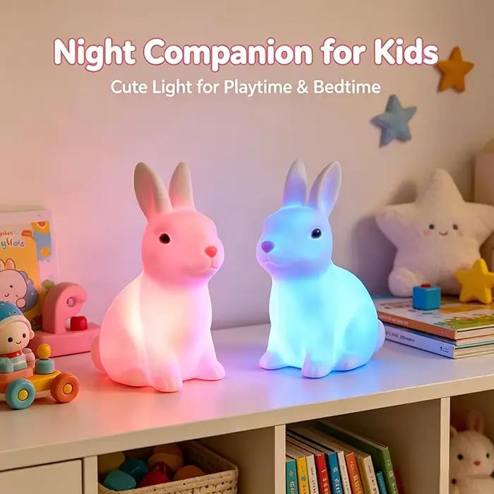 Veilleuses lapin colorées pour enfants