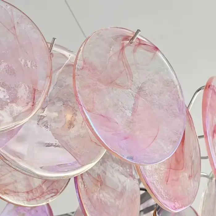 Luminaire suspendu en verre rose