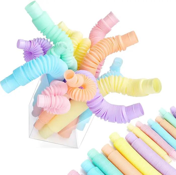 Mini jouet sensoriel Pop Tube, coloré, robuste, pour la Construction, jouets éducatifs pour le Stress, l'autisme, le tdah, 4 paquets