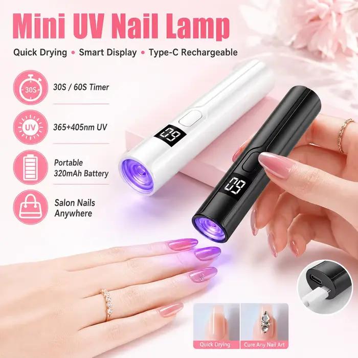 Lampe à ongles UV LED rechargeable mini avec écran intelligent, séchoir à ongles portable à séchage rapide, support pour manucure, lumière UV de bureau amovible