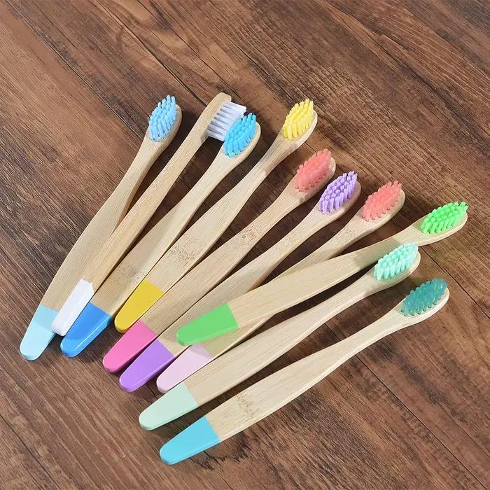 Enfants 10 pièces brosse à dents en bambou coloré poils en Nylon brosse à dents de peinture écologique enfants Arosse a Dent Bambou dent végétalienne dentaire